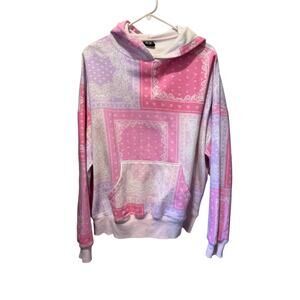 PAC Sun Long Sleeve Patchwork Bandana Print Hooded Sweatshirt Size L